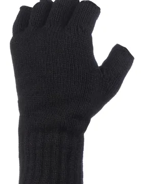 Pair Black 3.2 Tog Heatweaver Yarn Fingerless Gloves Men's One Size - - Black - Size: One Size - Heat Holders - FashionsVida