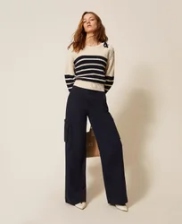 Pantalon cargo ample en gabardine