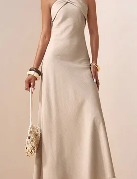 Vestido de cuello halter y espalda descubierta XS - Shein - FashionsVida