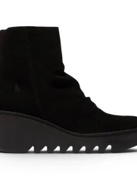 Women's Fly London Suede Leather Platform Ankle Boots - BAAN538 in Black Size: 9 - Black - Size: 9 - Infinity Leather - FashionsVida