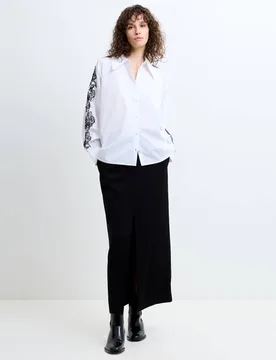 Pure Cotton Embroidered Collared Shirt White Mix female - French connection - FashionsVida