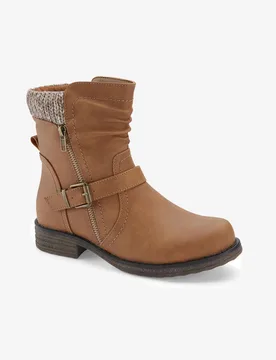 Women's Knitted Collar Boots in Brown Size: 6 - Brown - Size: 6 - Cotton Traders - FashionsVida