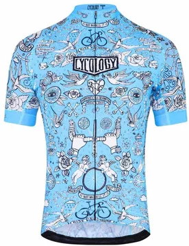 Velo tatto maillot manga corta hombre Azul (L) - Cycology - FashionsVida