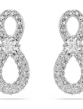 Orecchini a lobo Hyperbola, Taglio tondo, Pavé, Infinito, Bianchi, Placcato rodio OS - Swarovski - FashionsVida