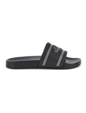 Ciabatte nere con fascia e scritta grigia AU24M407 44 - Australian - FashionsVida