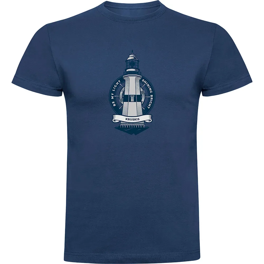 Lighthouse Short Sleeve T-shirt Denim Blue M Men - Kruskis - FashionsVida