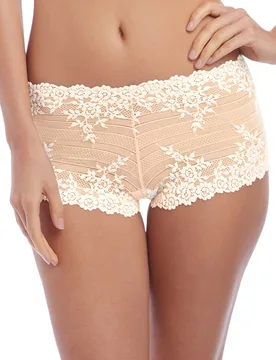 Womens Embrace Lace Boyshort - Beige Polyamide - Size X-Large - Wacoal - FashionsVida