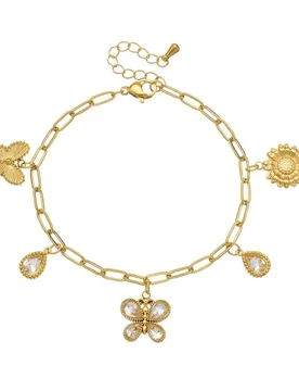 Punk Zirconia Water Droplet Butterfly Charm Bracelet Gold Color Stainless Steel Paperclip Chain Bracelet for Woman Jewelry Gift - Aliexpress - FashionsVida