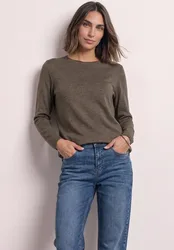 Pullover mit Rundhals und Rollkanten female Braun