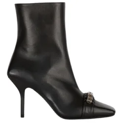 Womens G-Woven Design Black Ankle Boot Heels Leather - Size Uk 6
