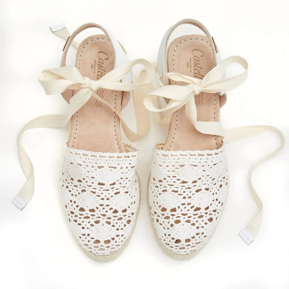 Sandalias de cuña de mujer de ganchillo - CASTELL MENORCA - FashionsVida