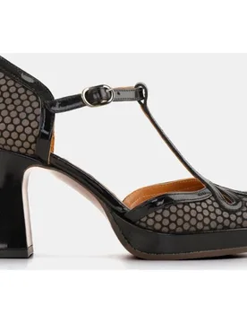 Zapato mujer en piel con tacon y plataforma exterior con cierre hebilla - Chie Mihara - FashionsVida