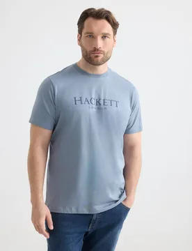 Camiseta de hombre manga corta logo pecho tallas grandes - Hackett - FashionsVida