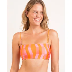 Top de bikini bandeau estampado con relleno
