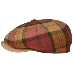 Denriva Check 8 Panel Flat Cap by - terracotta - Size: 60 cm