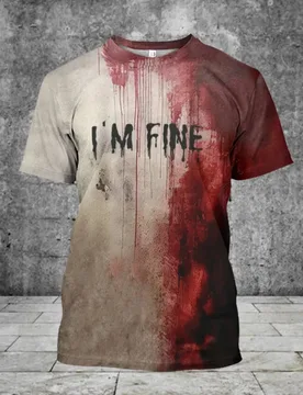 I'm Fine Bloody Hand Men O Neck Short Sleeve T Shirt Halloween Carnival Party Blood Splatter Stain Funny Horror Scary Loose Tops - Aliexpress - FashionsVida