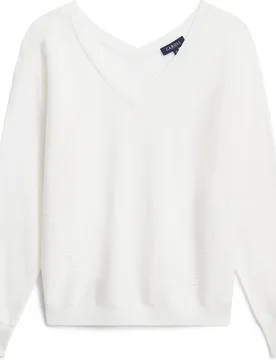 Jersey de mujer con escote pico y detalle calado - Caroll - FashionsVida