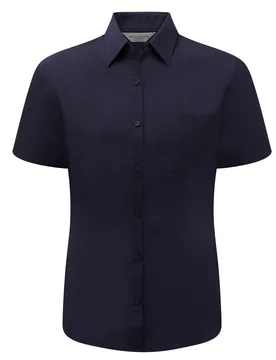 Collection Womens/ladies Poplin Easy-Care Short-Sleeved Formal Shirt (French Navy) - Size 3xl - Russell athletic - FashionsVida