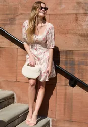 India Button Front Wishing Well Floral Print Mini Dress In Multi - 8
