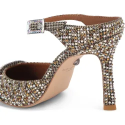 Mules de tacón de mujer con detalle de hebilla