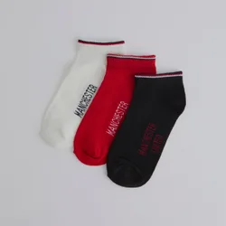 Manchester United Kids Ankle Socks 3 Pack Multi 12-3