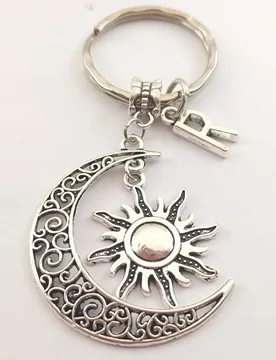 New Crescent Moon Keychain/Sun Initial/Moon Sun Key Chain/Sun Moon/Celestial Initial Key Ring/Sun Charm Keychain fashion - Aliexpress - FashionsVida