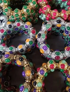 Factory Vintage Ethnic Style Tibetan Silver Inlaid Seven-Color Gem Duobao Bracelet Ornament Men's and Women's - Aliexpress - FashionsVida
