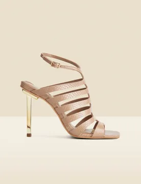 Womens Taupe Leather Gladiator Square Toe Strap Sandals - Brown - Size Uk 8 - Sosandar - FashionsVida