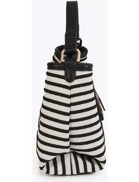 Bandolera de mujer en tejido de rayas con detalles en efecto piel - Lola Casademunt - FashionsVida