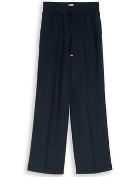 Pantalones anchos de mujer con cintura elástica y estampado liso - Tom Tailor - FashionsVida