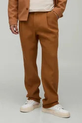 Mens Straight Fit Brushed Trouser - Brown - Size Small
