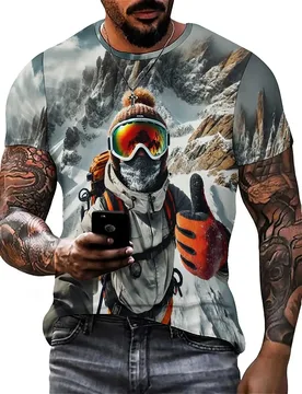 Men's Color-Block Splatter 3D Printed Short-Sleeve T-Shirt - Family Gathering, 3D Detail, Full-Body Print - Aliexpress - FashionsVida