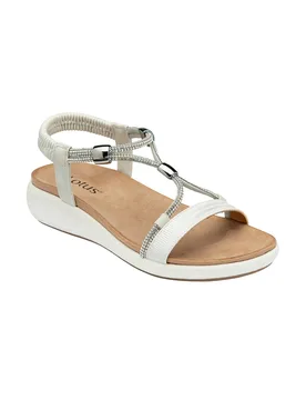 Women's 'Bruna' Slip-On Open-Toe Sandals in White Size: 8 - White - Size: 8 - Lotus - FashionsVida