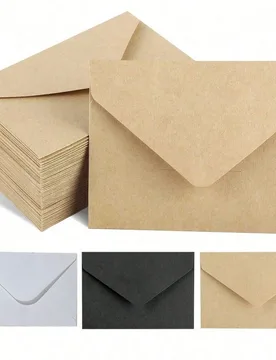 Piezas de mini sobres de papel kraft marrón, tarjetas de regalo, invitaciones, notas comerciales, mini tarjetas de felicitación, mini sobres, sobres - Shein - FashionsVida