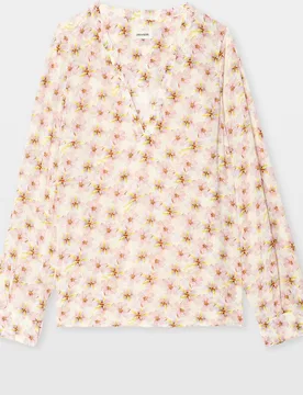 Zadig & Voltaire - Blusa de mujer estampada con escote en v y mangas largas de viscosa - Zadig & Voltaire - FashionsVida