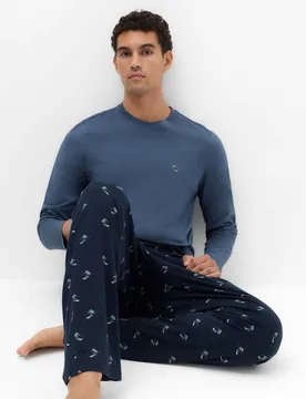 Pure Cotton Ski Print Pyjama Set Navy Mix male - M&S - FashionsVida