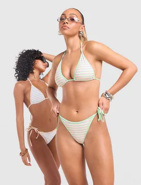 Stripe Triangle Bikini Top - Damen, Grün - female - Size: S - Unlike Humans - FashionsVida