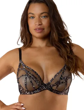Women's Ramona Leopard 'Plunge Bra' Size: 32D - Multicolor - Size: 32D - Playful Promises - FashionsVida