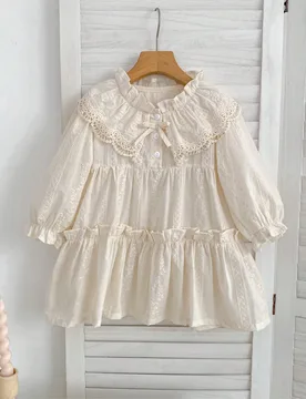 Vestido de princesa con cuello de encaje para niña, primavera y otoño 4Y - Shein - FashionsVida