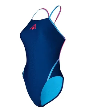 Essential Diamond Back Adjustable Swimsuit Navy Blue / Pink 42 Women - Aquasphere - FashionsVida