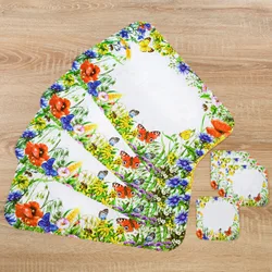Platzsets + 6 Untersetzer "Wildblumen", 12er-Set