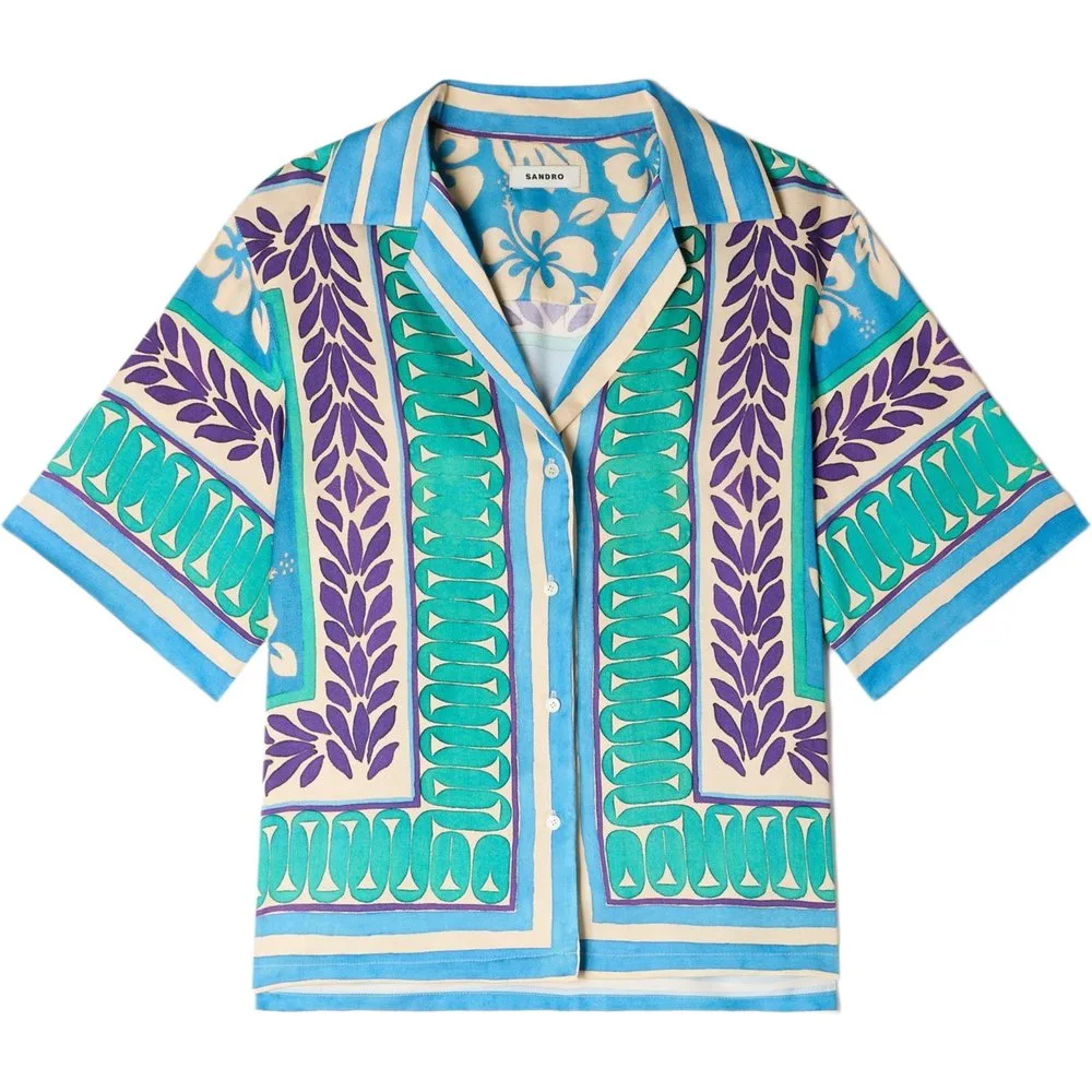 Camisa de mujer ancha con estampado floral - sandro - FashionsVida