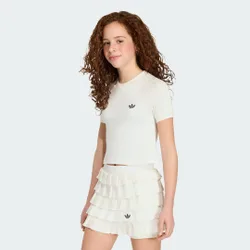 T-SHIRT ADERENTE IN MAGLIA A 3 STRISCE 9-10A Cloud White