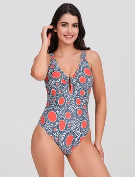 Bañador mujer escote pico detalle abertura - Carey - FashionsVida