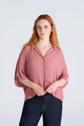 Petra Womens Crinkle Shirt - Pink - Pink - Size: 14
