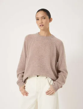 Cashmere Rich Textured Crew Neck Jumper Brown female - hush - FashionsVida