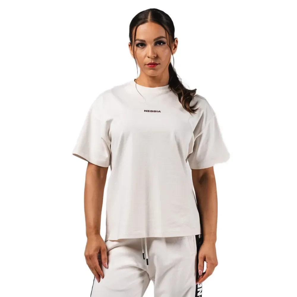 T-shirt à Manches Courtes Oversized Reset 491 Cream M - Nebbia - FashionsVida