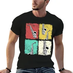 Saxophonist Gift Men Women Jazz Music Saxophone T-Shirt Basic Plain Short Sleeve Crew Neck Tee