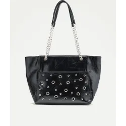 Bolso shopper con hoyados y cadenas