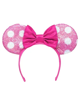 Rosa Minnie Haarreif mit weißen Punkten und Pailletten - PTIT CLOWN - FashionsVida